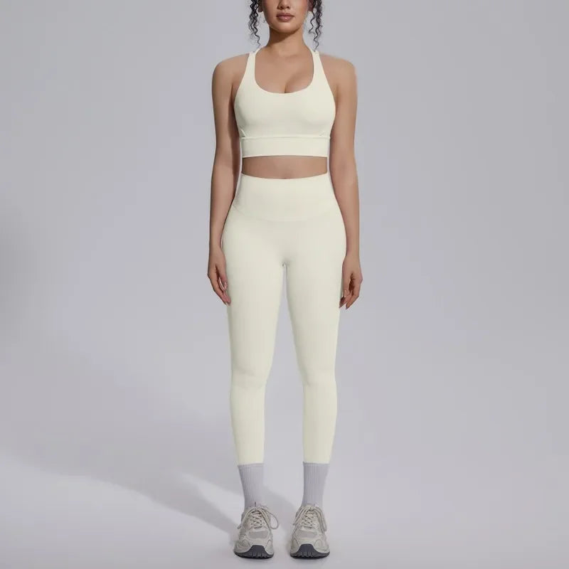 Women's Yoga Set Sports Fitness Running Beautiful Back Slim Fit Bra Hip-lifting High Waist Pants Workout Training Gym Suits
