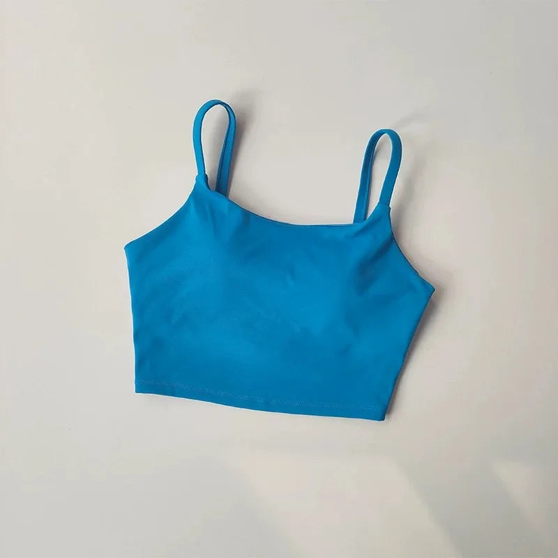 Women's yoga sports bra, small camisole vest integrated fixed gathering sports and fitness bra