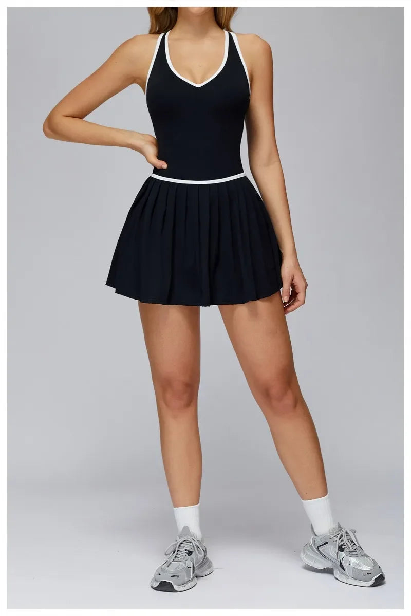 Women's Nude Yoga Clothes Beautiful Back and Slim Fit Two Anti Glare Dresses Outdoor Sports Running and Leisure Fitness Clothes
