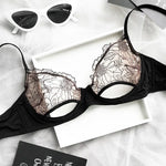 Summer Sexy Hot Ultra Thin Bra Set Women'sLace Lingerie French Lingerie Underwear Everyday BraUnlined Minimizer Push-up Bra