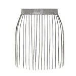 Fringe Bright Rhinestone Chain Skirt Women's High Waist Tassel Waist Chain Belt Stage Performance Carnival Party Night Clubwear