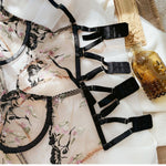 Sexy Lace Flowers Embroidery Lingerie Set Summer Ultra Thin Breathable Bra and Thong Sets Women Wide Version Romantic Underwear