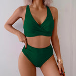 Sexy Push Up Bikini 2026 Women Swimsuit Two Pieces Swimwear Female High Waist Bikinis Set Green Bathing Suits Brazilian Biquin