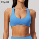 NCLAGEN Sport Bras Women High Support Fitness Underwear Back Cross Gym Clothes Training Solid Yoga Top Pilates Workout Tank