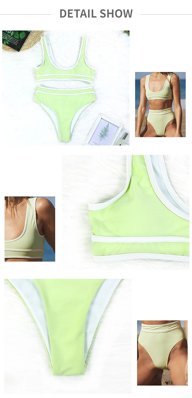 2026 Sexy Sports Bikini Women Push Up Swimwear Swimsuit High Waist Patchwork Solid Bikinis Set Bathing Suit Beach Bikini Female