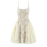 Women's Fashion Casual Sleeveless Lace Trimmed Dress Backless Deep V Suspenders Sleeveless Dress For Woman Charming Elegant D884