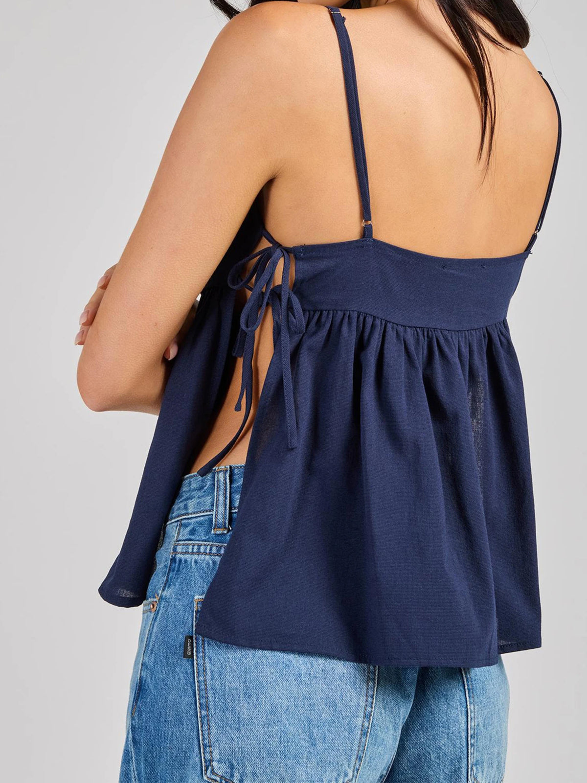 Summer Loose Women's Camisoles Stylish Solid Color Side Strap Spaghetti Straps Crop Tank Tops