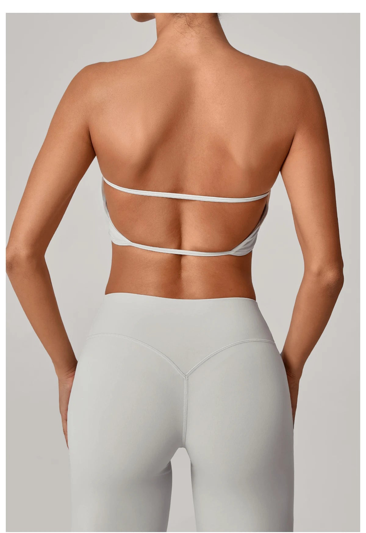Padded Backless Bandeau Sports Bra Gym Women Crop Tube Top Seamless Yoga Top Sexy Workout Sportswear Push-up Fitness Underwear