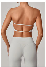 Padded Backless Bandeau Sports Bra Gym Women Crop Tube Top Seamless Yoga Top Sexy Workout Sportswear Push-up Fitness Underwear