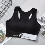 Women Racerback Cotton Blend Sports Cami Bra Stretch One Size Casual Daily Under Top Color Block Letter Band Tank Top