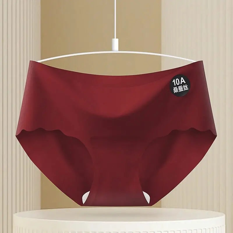 10A Grade Ice Silk Seamless Panties Solid Color Panties Underwear Women Comfort Wear Naked Feeling