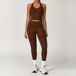Yoga Set 2PCS Women Tracksuit Nude Feeling Workout Sets Gym Clothes Push Up Fitness Running Sportwear Sport Bra Leggings Suit