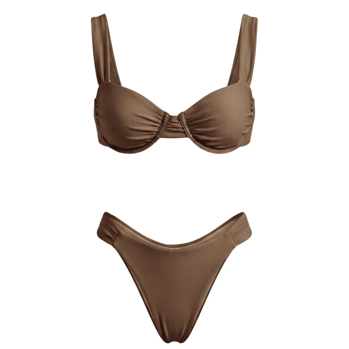Women Solid Color Bikini Set Sleeveless Bra and Low Waist Briefs 2026 Summer 2 Piece Bathing Suits Beach