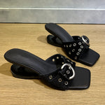 Women's Vintage y2k Leopard Slide Mules Sandals Unique Curved Hollow Sculpted Wedge Heel Slip On Designer Heels Shoes Size 43
