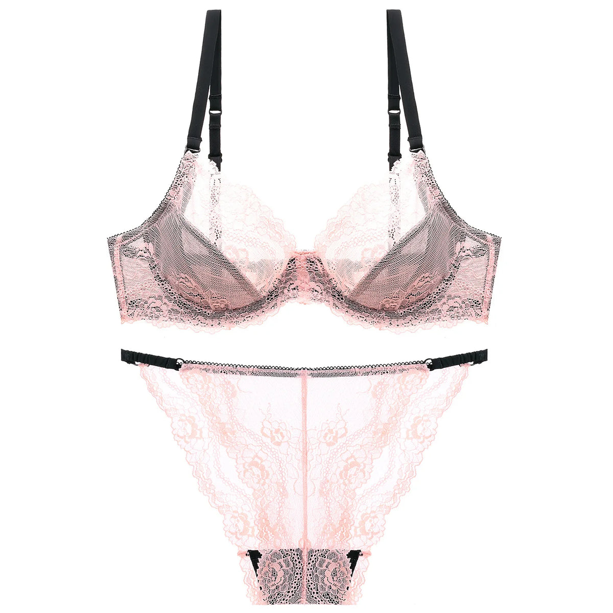 French Ultra Thin Underwear Set Sexy Lace Breathable Bra Set Women Comfortable Soft Intimates Lingerie Plus Size Bra Briefs Set