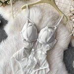 MOYISU Sexy Instagram Viral Bodysuit Women Pure & Sexy Sheer Mesh Halter Push Up Pads Summer Lingerie Euro Style Hot Sale SG