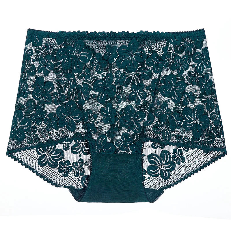 Seamless Lace High Waist Panties for Women Lingerie Sexy Flowers Embroidery Mesh Breathable Briefs Plus Size 3XL Underwear