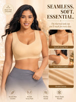 Women's 1 Pack Seamless Thermal Bra Tank Top Fleece-Lined Wireless Removable Pads Comfortable Daily Lingerie forFallWinterWarmth
