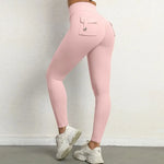 Women's Seamless Yoga Leggings Pants Sports Fitness Peach Hip-lifting Workwear Pocket Tight Trousers Workout Gym Leggings
