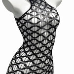 Sexy Mesh Halter Neck Hollow Out Open Crotch Dress With Exposed Chest And Sheer For Women Off-the-shoulder Mini Dress Charm RCIJ
