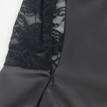 Black Erotic Baby Doll Women Faux Leather Nightgowns Lace Evening Dresses Vestidos Plus Size Dresses Latex Sexy Outfits Lingerie