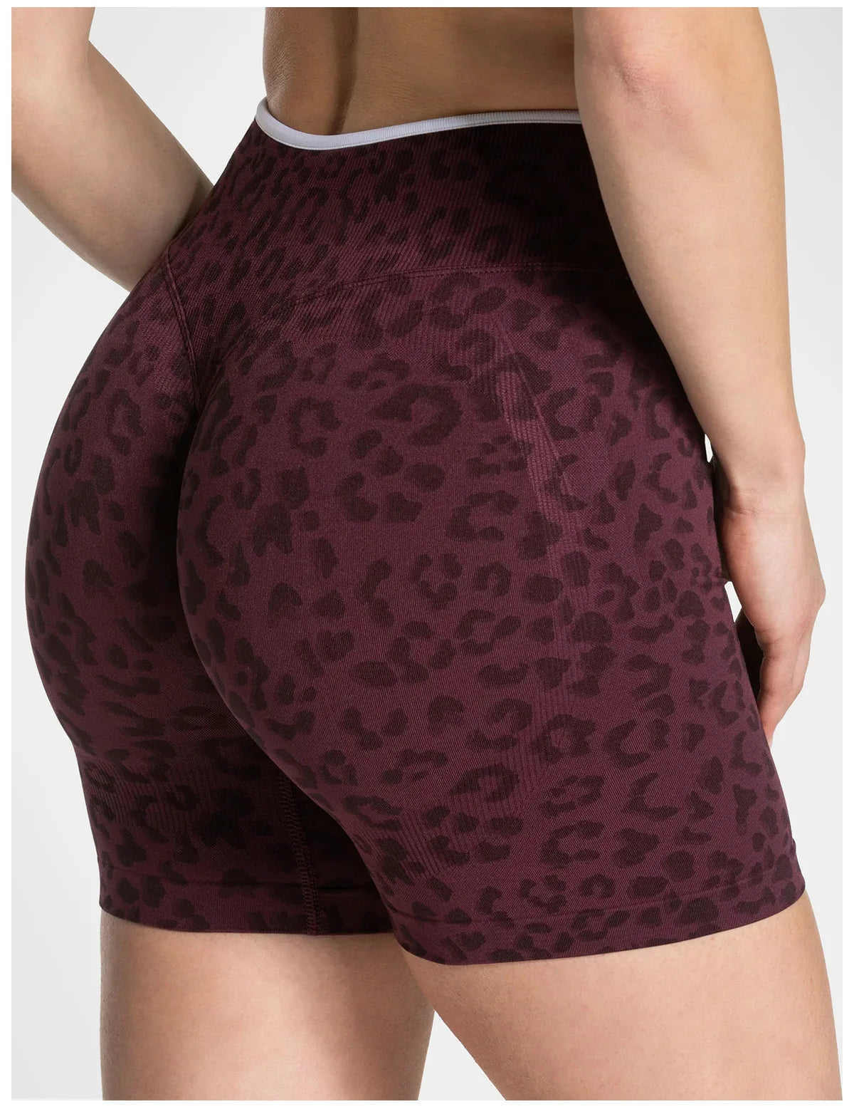 Leopard Print Gym Shorts Women Seamless High Waist Scrunch Butt Lifting Yoga Shorts Workout Running Fitness Tummy Control Shorts