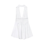 Bowknot White Backless Beach Summer Women's Dress Deep V Neck Cotton Short Vestidos Sexy Sleeveless Halter New in Dress 2025