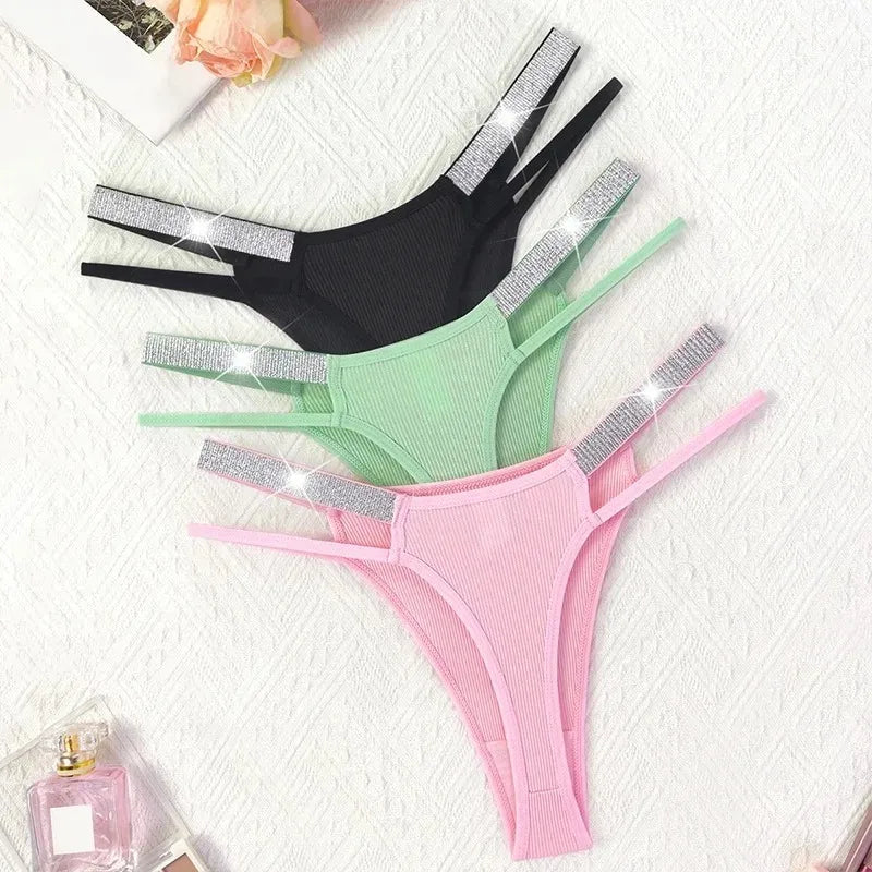 1pcs Low Waist Sexy Women G-string Charming Party Sexy Lingerie Ribbed Lady Thongs Breathable Comfortable Panty Female Underwear