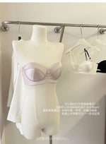 TikTok Viral MOYISU Summer Satin Bralette Strapless Push Up Bra&Set French Retro Anti Sag Lingerie Set Small Breast Support Gift