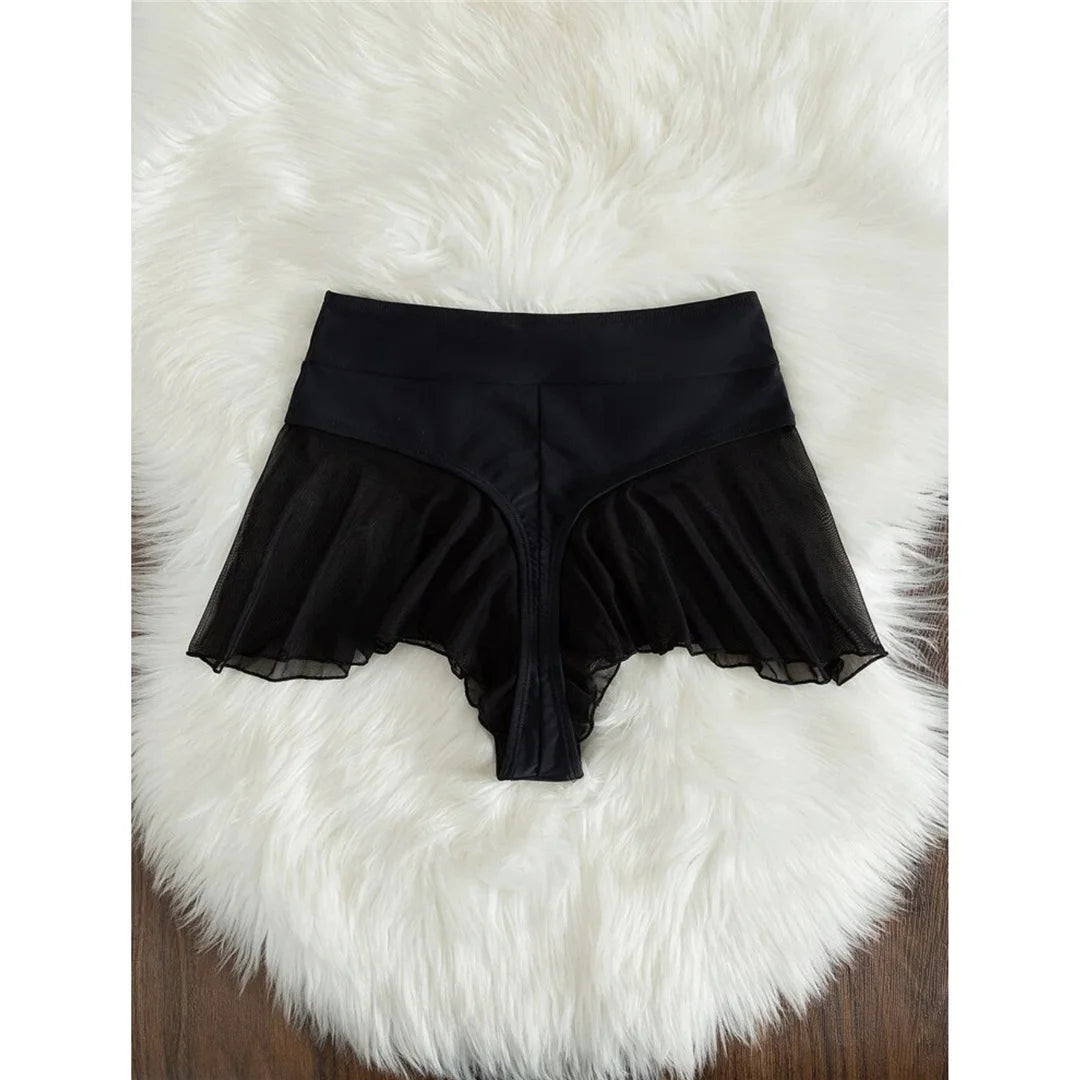 New Sexy Ruffled Mini MIcro Thong Bikini Bottom Swim Brief Women Swimwear Female Bather Brazilian Tanga Panties Underwear V4267