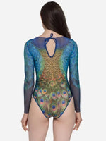2026 New Mesh Retro Long Sleeve One Piece Swimsuit High Cut Sexy Bathing Suit Solid Color Women's Swimwear Beach Surfing Suit