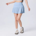Women High Waist Asymmetrical Tennis Skirt Built-in Shorts Quick Dry Breathable Workout Running Sports Mini Skort