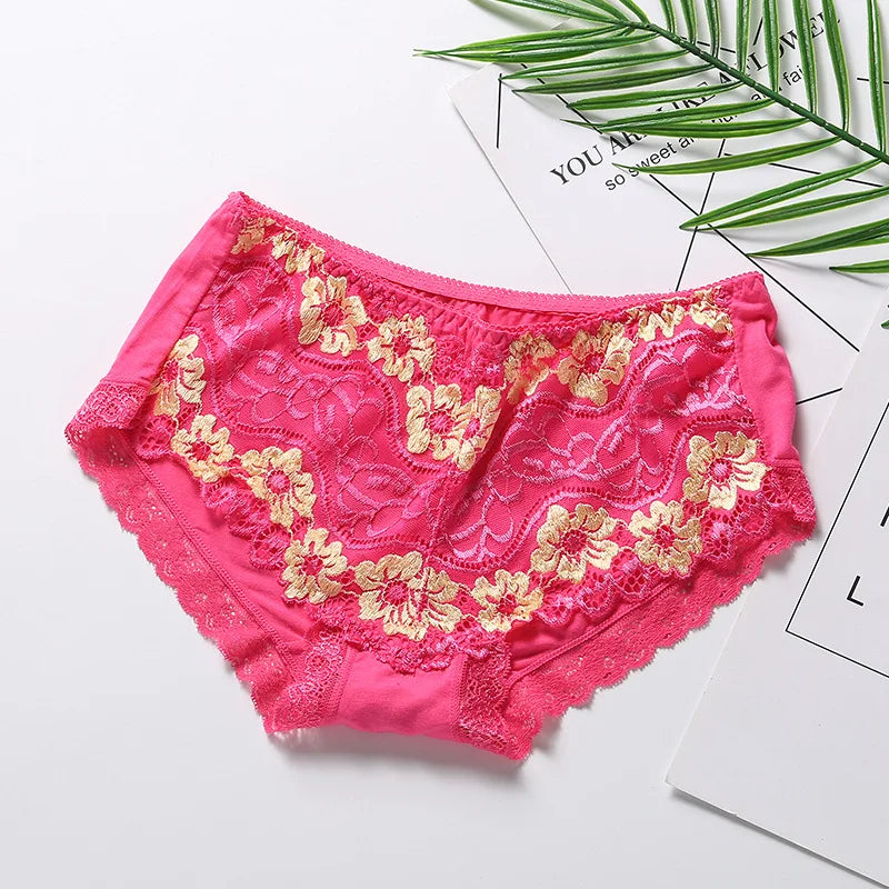 Sexy Lace Flowers Embroidery Panties for Women Underwear Low Waist Briefs Summer Breathable Comfort Shorts 15 Color Lingerie