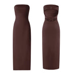 Women Evening Party Long Dress Backless Cut Out Strapless Straight Dress Summer Sexy Elegant Dresses