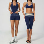 2PCS Yoga Set Women Tracksuit Polka Dot Athletic Wear Striped Workout Set Push Up Gym Outfits High Waist Butt Lift Yoga Clothes