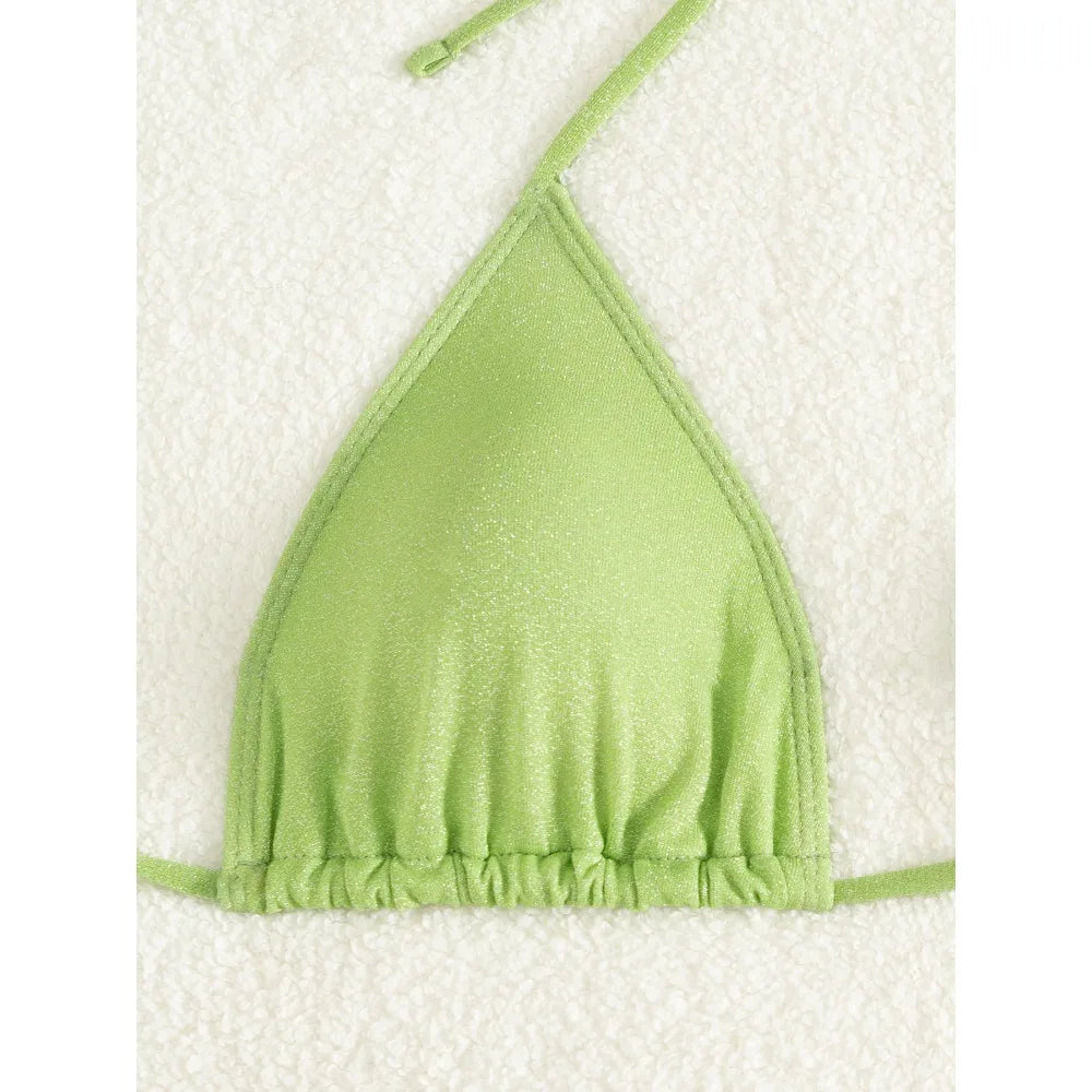 New Sexy Shell Thong Bikinis 2025 Swimsuits Women's Swimwear Female Beach Swim Wear Bathing Suits Brazilian Bikini Set Green