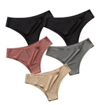 5PCS/Set Panties Women Seamless Underwear Low Rise Female Underpants Glossy Solid Color Briefs Comfort Invisible Underwear