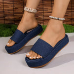 Blue Denim Thick Slippers 2026 Summer Platform Slider Women Sandals Casual Comfortable Women's Shoes