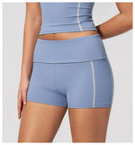 Quick Dry Contrast Color Yoga Shorts 2026 Tights Hip Lifting Workout Fitness Leggings High Waist Folded Running Athletic Shorts
