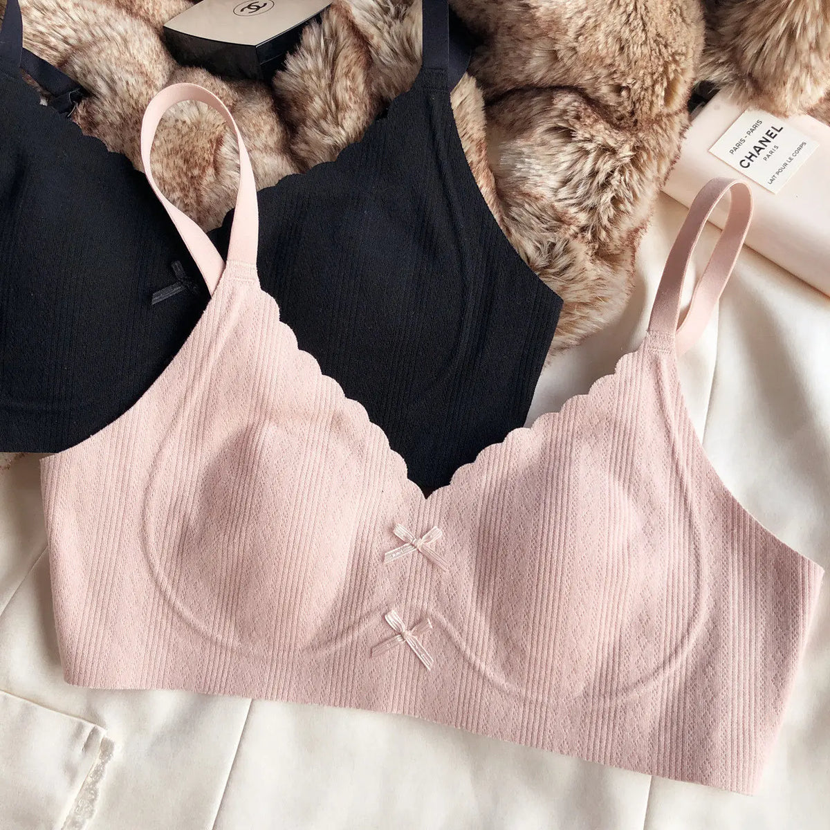 French Sweet Cute Print of flowers Underwear Women Sexy Ultra Thin Seamless Bra Summer Ice Silk Comfort Lingerie Wire Free Bras