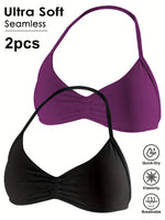 Seamless Sexy Open Back Gym Yoga Crop Top Women Halter Sports Bra Push Up Strappy Padded Workout Tank Tops