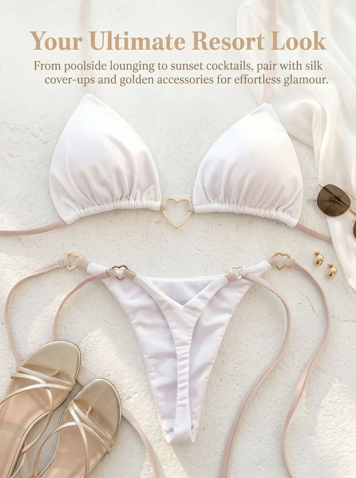Metal Heart-shaped Halter Brazilian Bikini Female Swimsuit Women Thong Swimwear Two-pieces Bikini Set Bather Bathing Suit Swim