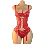Adult Erotic Lingerie Women BodySuit Crotchless Sexy Temptation Lace Hollow Body Suit Pajamas Cosplay V-neck Hot UnderwearSet