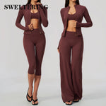 Yoga Set 3PCS Women's Tracksuit Workout Outfit Zipper Fitness Long Sleeved Sportswear Gym Clothes Female Sports Bra Yoga Clothes