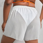 Women Swim Trunks Soft See Through Swimwear Sexy Swimsuit Thin Beach Shorts Swimming Trunks Sheer Mesh Drawstring Shorts Panties