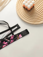 Ultra thin lace printed flower set with steel ring bra, sexy Lingerie women's underwear A3110