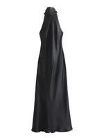 Foridol Halter Satin Dress Women Sexy Backless Burgundy summer spring Dress Elegant Maxi Long Party Dress Christmas Vestidos