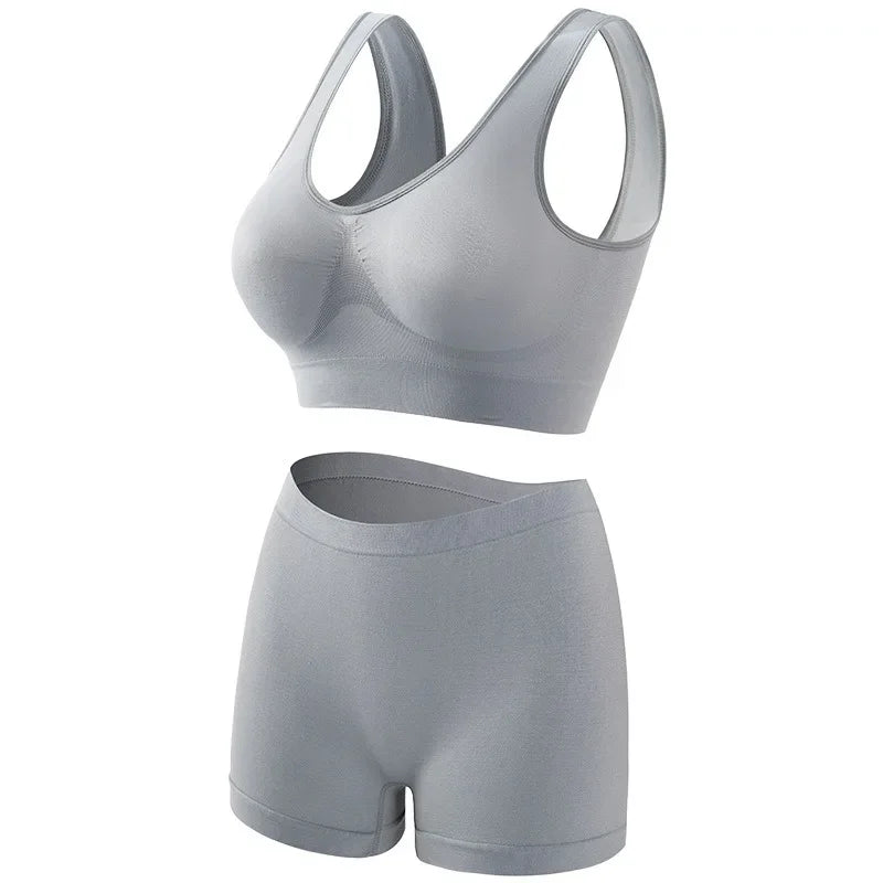 Women Seamless Bra Set Female Bra Tanks Low Waist Boyshorts Underwear Sexy Casual Sports Panties Lingerie Set S-5XL Intimates