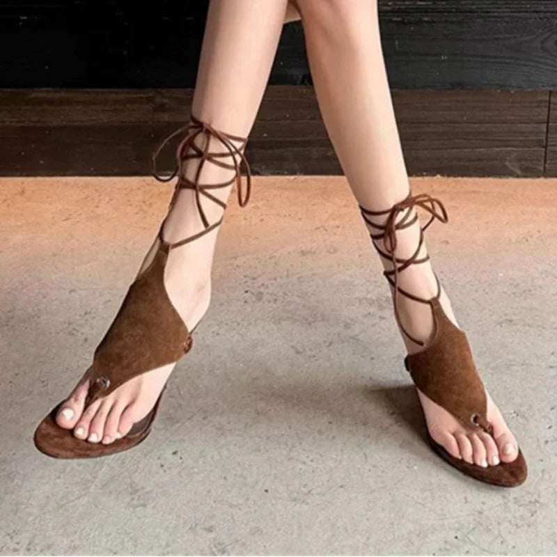 Lace-up Sandals Women's Summer Round Toe ClipSexy Fashion High Heels