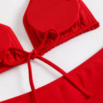 2025 Sexy Bikinis Female Swimsuits Women's Four-Piece Swimwear Beach Swim Wear Bathing Suits Brazilian Bikini Set Red Bather